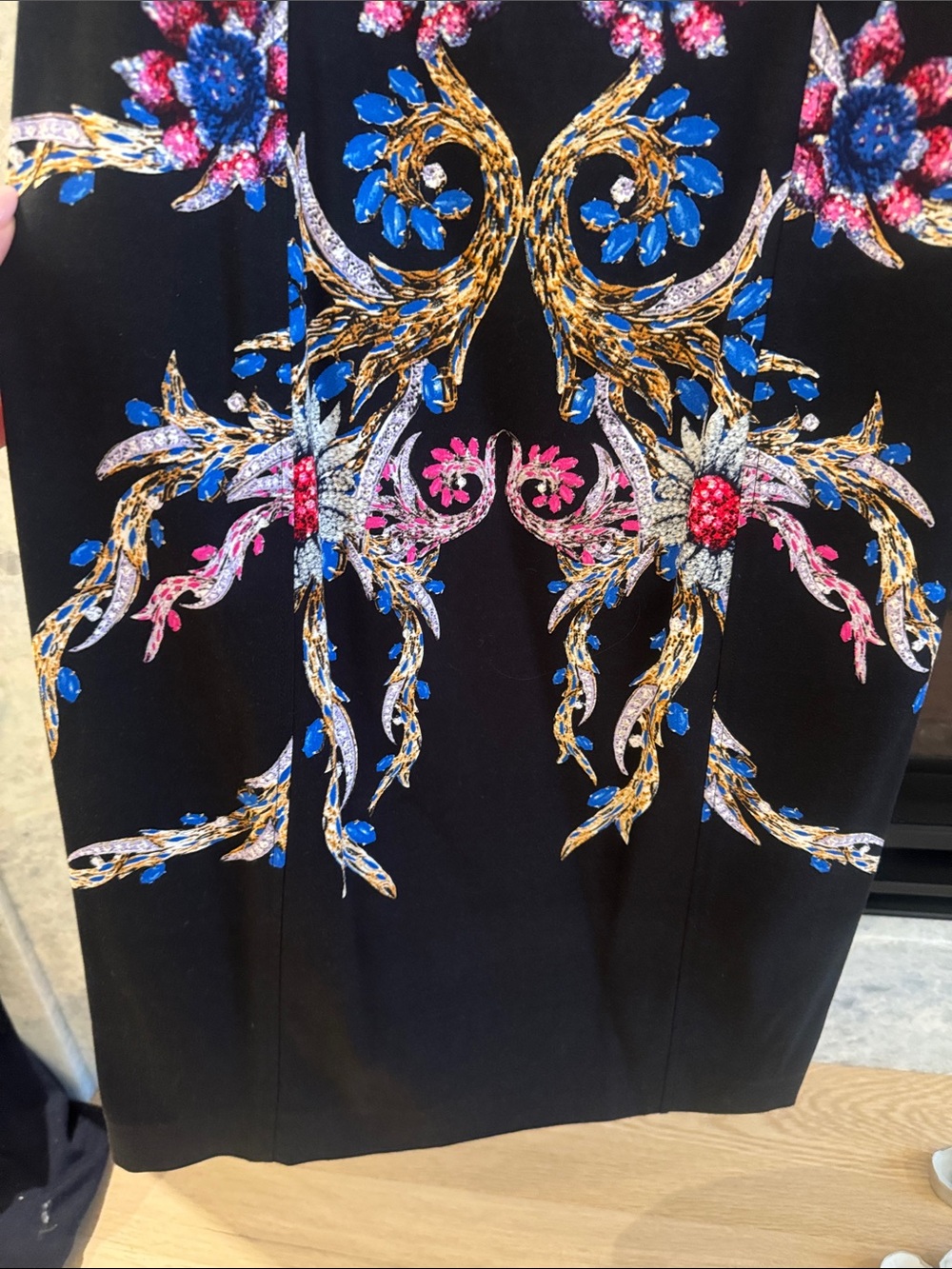 Roberto Cavalli Black Sheath Dress with Blue Pink and Gold Embroidery - Picture 4 of 8